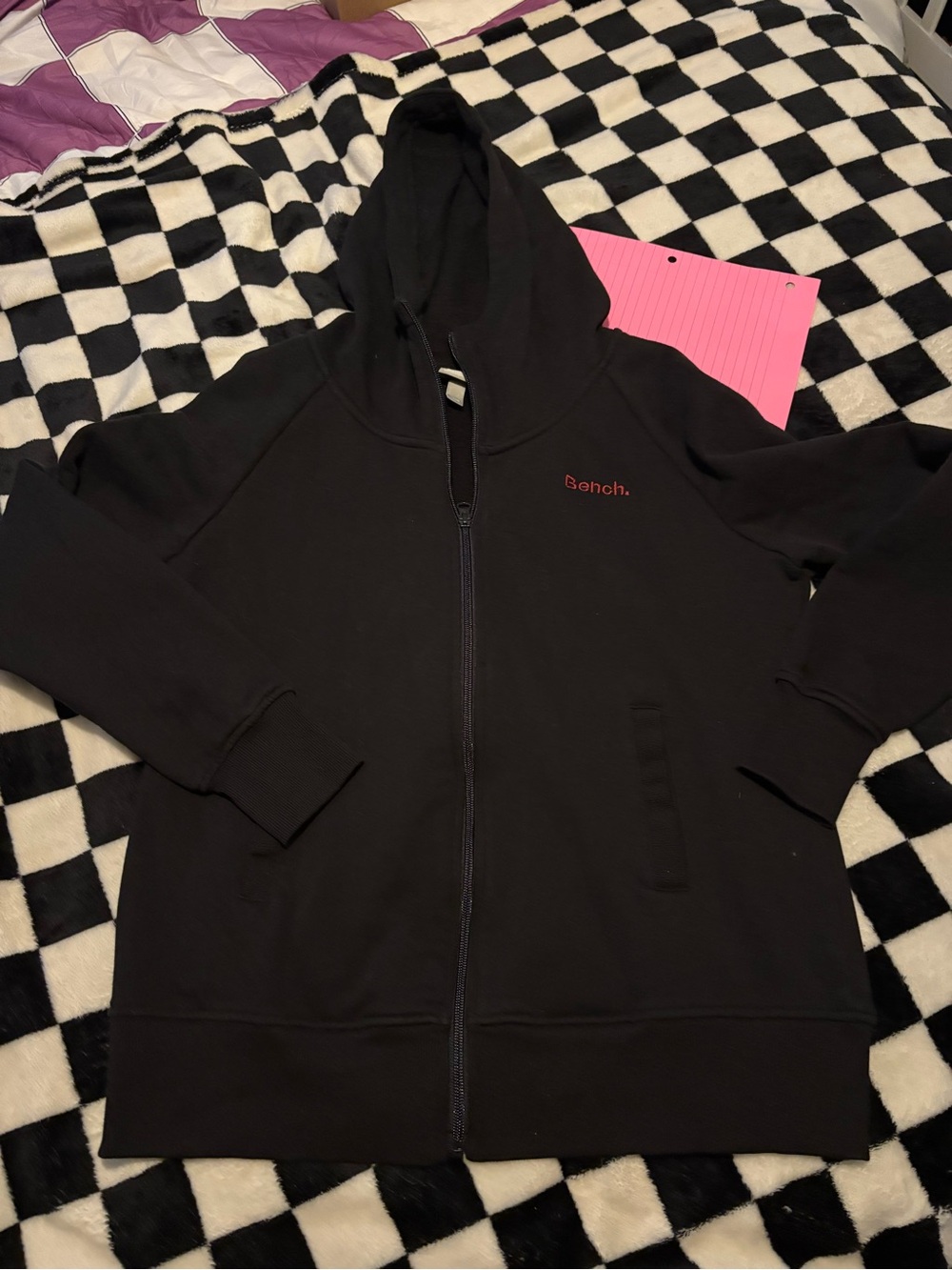 Bench Kids Large Black Full-Zip Hoodie with Small Logo
